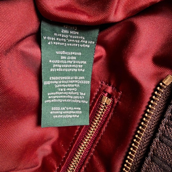 1967 Ralph Lauren Brown Monogram Jacquard Tote Bag Black Leather Trim Gold Logo - Picture 6 of 8